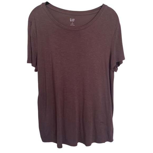 GAP Luxe Brown Silky Soft Crewneck Tee Shirt Women’s Size M - Picture 1 of 5